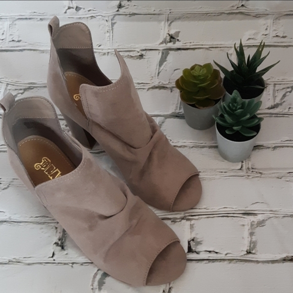 Brash Shoes - Taupe Ankle Boots Peep-toe